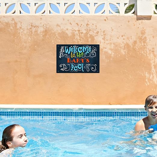 Custom Pool Sign, Welcome to The Pool Fun Colors for Pool Décor Sign, 12x18 Inches, Rust Free .063 Aluminum, Fade Resistant, Made in USA by Sigo Signs