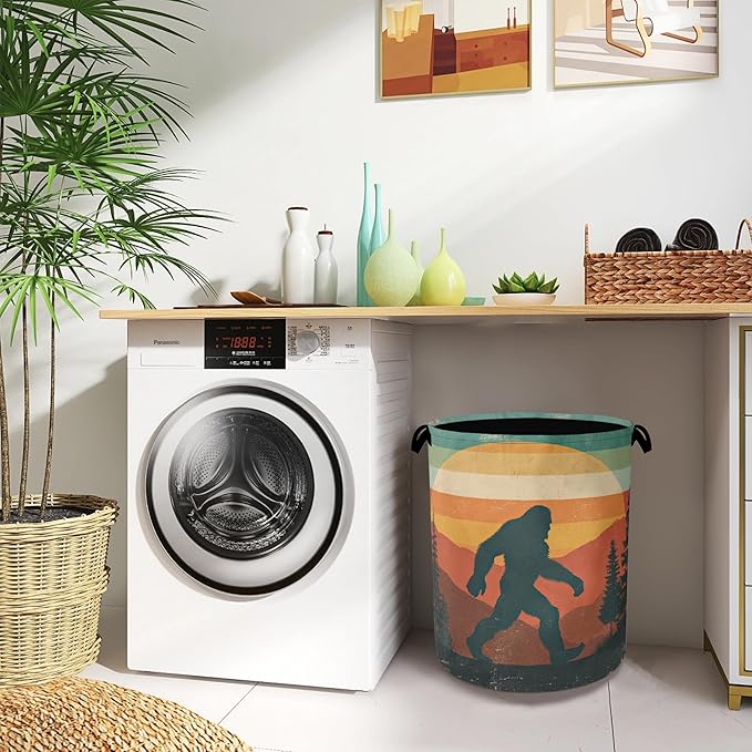 Retro Big Foot Laundry Basket,Oxford Cloth Laundry Hamper with Handle Foldable Portable Clothes Storage Basket for Bathroom Bedroom Dorm Room 16" x 20.8"