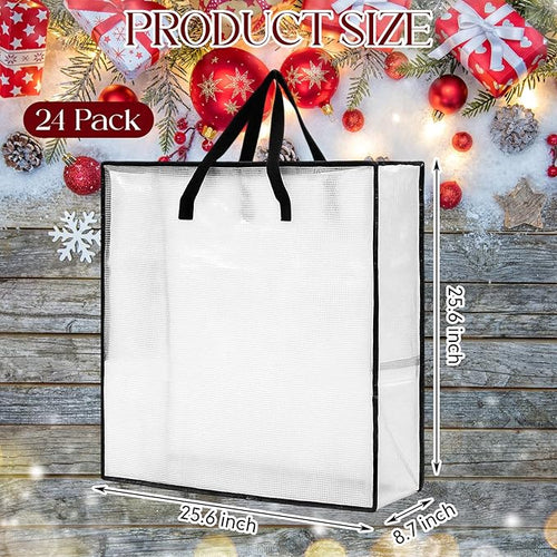 24 Pack Wreath Storage Bag Christmas Decoration Garland Container, 25.6 Inch Large Clear Door Wreath Organizers, Moving Boxes, Packing Supplies for College
