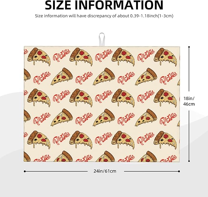 Cute Pizza Food Microfiber Dish Drying Mat for Kitchen Counter 18"x24" Funny Dishes Pad Dish Drainer Rack Mats Washable Absorbent Fast Dry