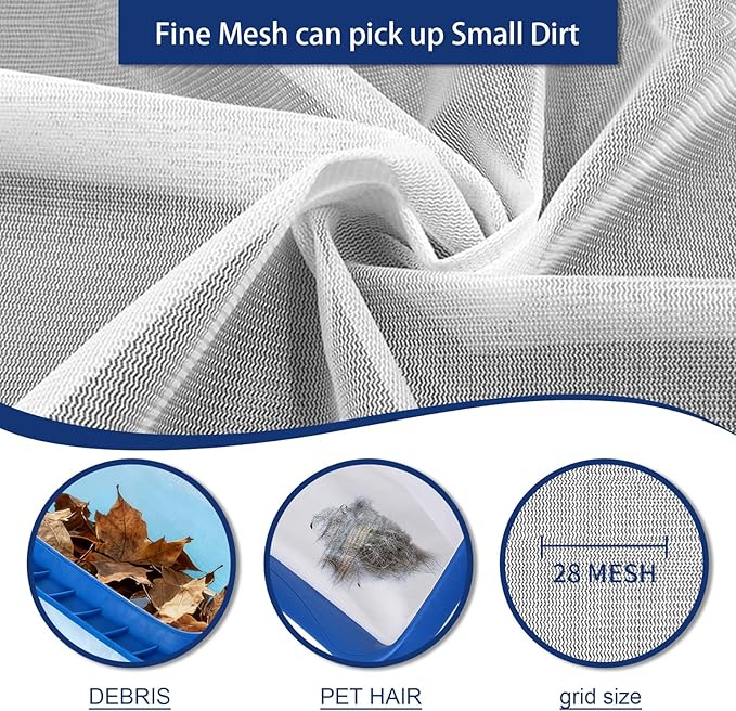 Pool Skimmer Net, Heavy-Duty Reinforced Frame Pool Leaf Net with Deep Ultra-Fine Nylon Mesh Bag - Easy Scoop Edge for Sand/Leaves, Quick Cleaning for Swimming Pools/Garden Ponds (No Pole)
