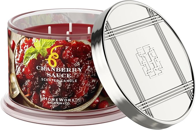 HomeWorx by SLATKIN + CO. Candle- Cranberry Sauce, 18 oz. Premium Scented Candle - 30-55 Hours Burn Time
