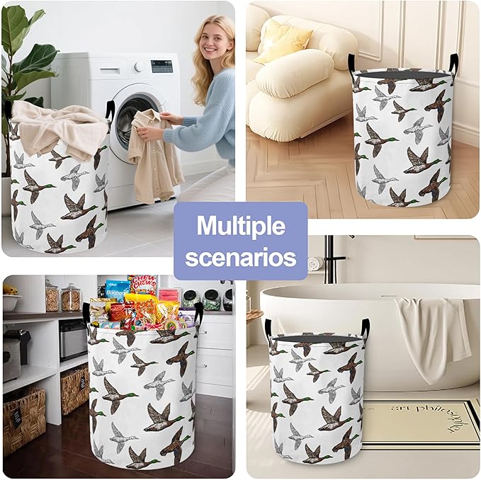 Laundry Basket-Cute Geese Foldable Waterproof Oxford Cloth Funny Tote Bag Laundry Hamper Clothes Storage Bucket Organizer For Bathroom/Laundry Storage/Bedroom Storage Basket