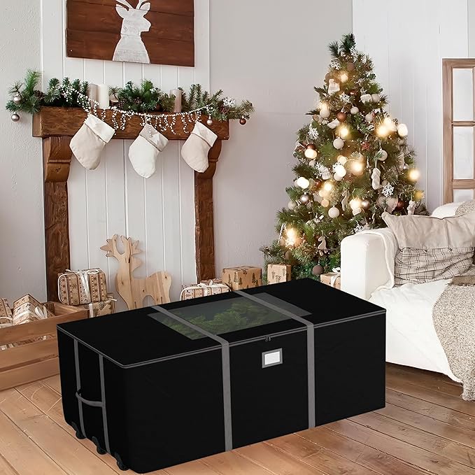 Christmas Tree Storage Bag - Storage Bags with Wheels for 12FT Artificial Trees, Packing, and Moving Containers by Elf Stor (Black)