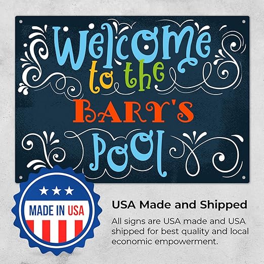 Custom Pool Sign, Welcome To The Pool Fun Colors For Pool Décor Sign, 10x14 Inches, Rust Free .040 Aluminum, Fade Resistant, Made in USA by Sigo Signs
