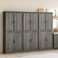 71'' Tall Pantry Cabinet Set of 3, Farmhouse Kitchen Pantry Storage Cabinet with Barn Door and Adjustable Shelves, Rustic Wood Freestanding Cupboard for Kitchen, Dining Room, Grey