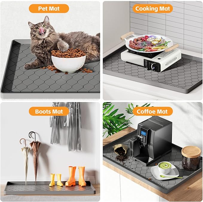 Winisok Silicone Under Sink Mat 34" x 19", kitchen Essentials and Gadgets, Shelf liner and Cabinet Protector, Home Organizers and Storage, Waterproof Bathroom Tray