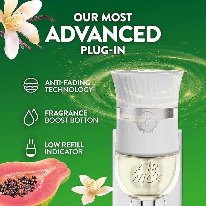 Air Wick Plug In Scented Oil Refill, 10ct, Vanilla and Pink Papaya, Air Freshener, Essential Oils