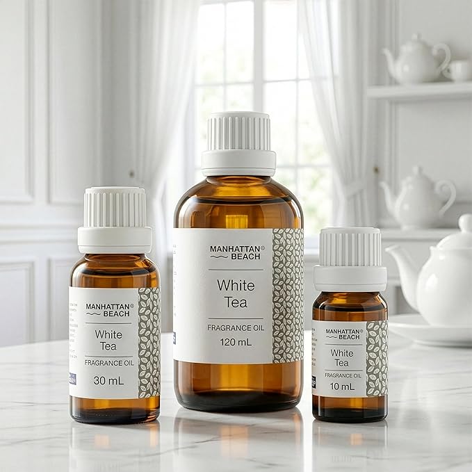 Manhattan Beach – White Tea Hotel Diffuser Oil – Luxury White Tea Fragrance Oil for Ultrasonic & Waterless Diffusers, Home & Spa, 10 mL Glass Bottle