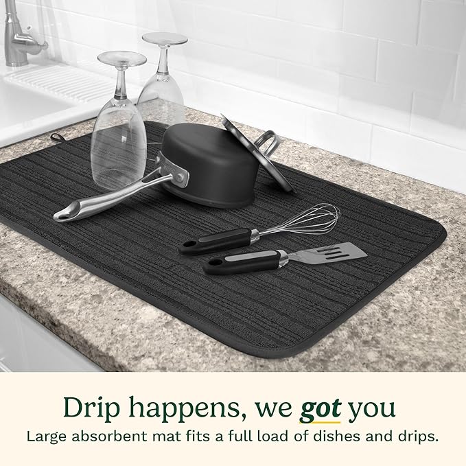 Cuisinart Dish Drying Mats for Kitchen Counter - (2) 18" x 24" Ultra Absorbent Dish Drying Mat XL - Foldable, Machine Washable, Fast Drying Dish Mat