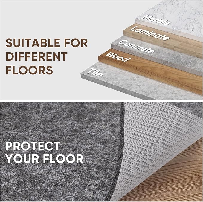 BALEINE Felt Non Slip Rug Pads, Extra Large 1/8" Thick Felt and Rubber Backing, Shock Absorbing Carpet Pad for All Carpets and Hardwood Floors (9x12 Ft)