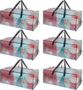 VENO 6 Pack Heavy Duty Moving Bags, Christmas Storage Bins with Lids, Clear Design, Alternative to Moving Boxes, Storage Bags for Clothes, Blankets, Comforters, Pillows, Camping (Clear, 6 Pack)