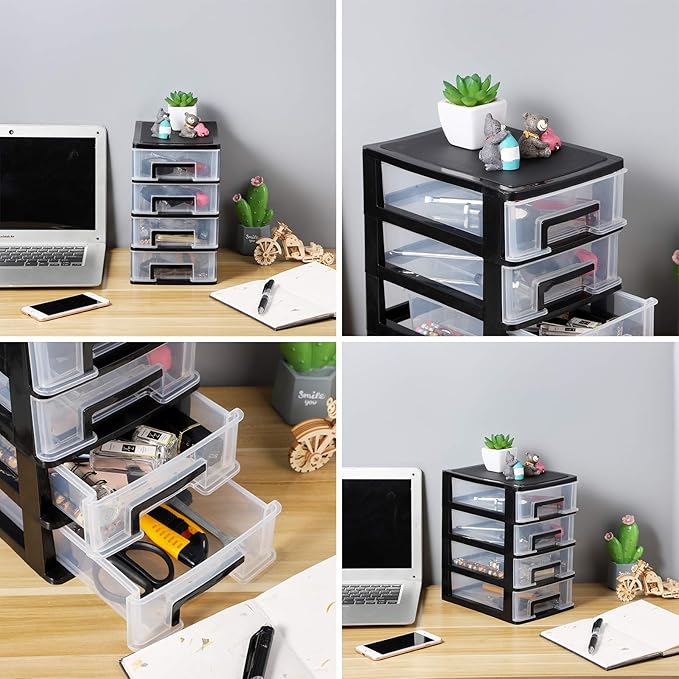 Desktop Storage 4 Drawer Mini Desktop Drawers Plastic Drawer Organizer Storage Container Drawers Cosmetic Makeup Organizer