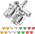 EZALOR Quadruple Pressure Washer Tips, 4 in 1 Power Washer Nozzle, 4 Nozzle for Pressure Washing with 16PCS Power Washer Spray Nozzles (0, 15, 25, 40 Degree), 1/4 Inch Quick Connect, 5000 PSI