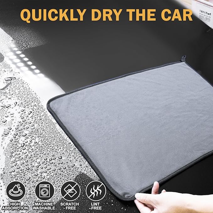 Navona 2-Pack Medium Size (23.6" x 15.7") Microfiber Towels, 600GSM Ultra Absorbent Car Drying Towels — Scratch-Free, Streak-Free, Lint-Free, Perfect for Cars, Shower Cabins, and Household Use