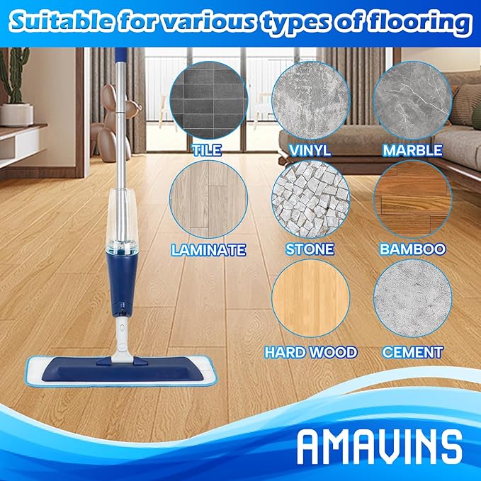 AmaVins 3 Pack Microfiber Cleaning Pads for Bona Mop, Reusable Microfiber Mop Pads for 18 Inch Mop, Hardwood Floor Replacement Cleaning Mop Pads, Machine Washes