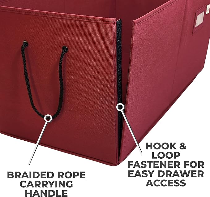612 Vermont Christmas Ornament Storage Box with Adjustable Acid-Free Dividers, Holds 128 – 3 Inch Ornaments (SB-40043-VT)