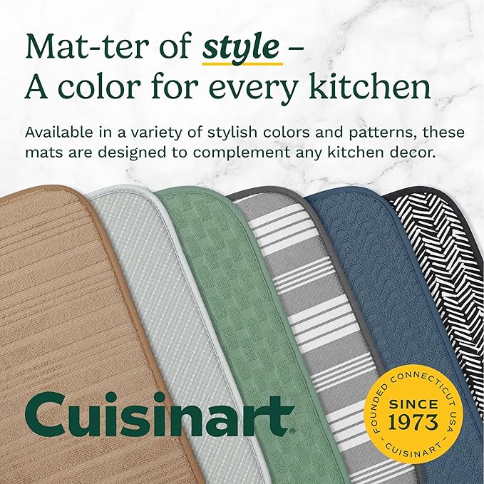 Cuisinart Dish Drying Mats for Kitchen Counter - (2) 18" x 24" Ultra Absorbent Dish Drying Mat XL - Foldable, Machine Washable, Fast Drying Dish Mat