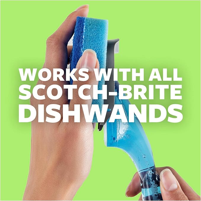 Scotch-Brite Non-Scratch Dishwand Refill, 14 Dish Wand Sponge Refills, Removes Stuck-on Food, Best for Nonstick Pots and Pans, Glass, Tubs & Showers, Fits all Scotch Brite Dishwands