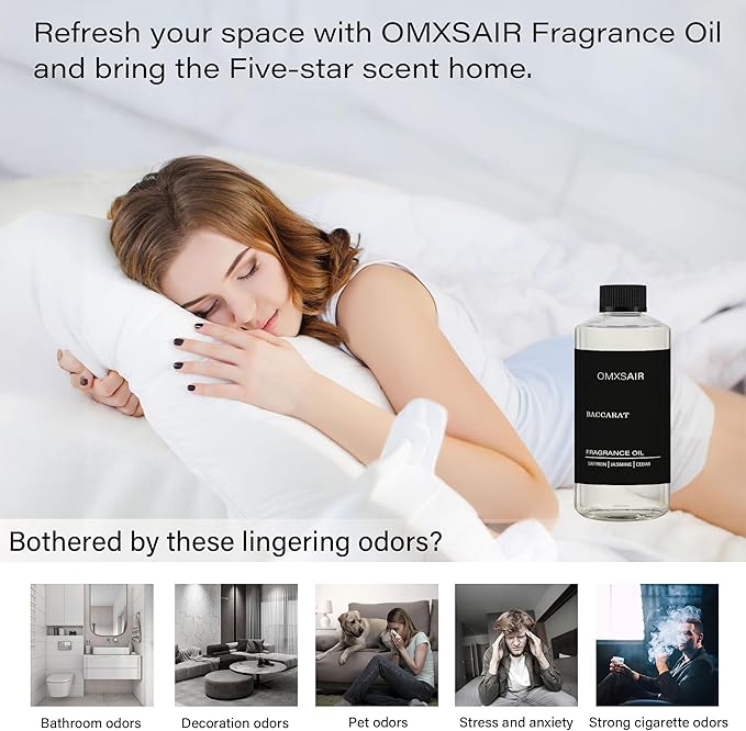 Baccarat Hotel Diffuser Oil Inspired by Baccarat 16.9Fl Oz(500ml) - Hotel Fragrance Diffuser Oil & Home Luxury Scents - Saffron, Cedar,Ambergris Essential Oils Blend for Aromatherapy Diffuser
