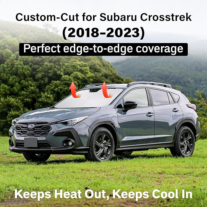 EcoNour Windshield Sun Shade Compatible for Subaru Crosstrek 2018–2023 | SUV Front Window Sunshade | Foldable Sun Visor Protector | UV & Heat Blocking | Keeps Interior Cool & Protected