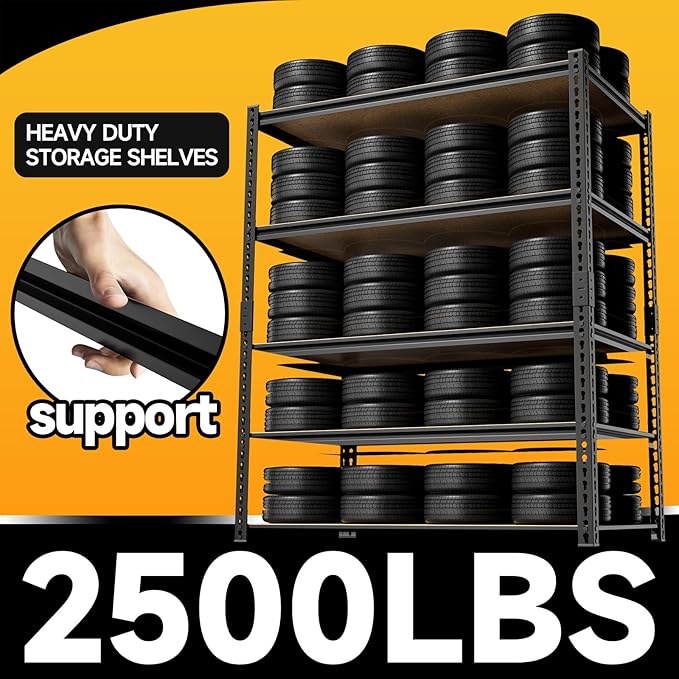 cynnda 5-Tier 40" W x 20" D x 71" H Garage Storage Shelves 2500LBS Garage Shelving Adjustable Metal Shelf Heavy Duty Shelving Units for Garages Steel Pantry Rack
