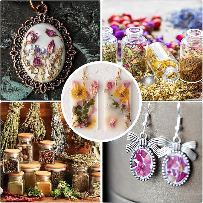 30 Bags Dried Flowers,100% Natural Dried Flowers Herbs Kit for Soap Making, DIY Candle Making,Bath - Include Rose Petals,Lavender,Don't Forget Me,Lilium,Jasmine,Rosebudsand More