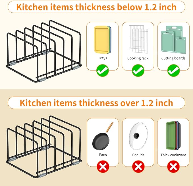 VAEKUCEAN 2-Pack Medium Black Cutting Board Racks, Kitchen Cabinet Organizer, 5 Tiered Shelves for Baking Trays, Cutting Boards, Cookie Sheets, Muffin Pans
