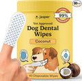 Jasper Dog Dental Wipes, Vet-Recommended All-Natural Finger Toothbrush Wipes for Dogs, Fresh Breath & Tartar Control in Seconds – No Brush and Toothpaste Needed, Coconut, 60 Count