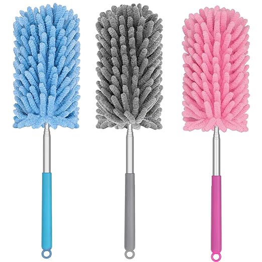 TIMIVO Mini Duster for Cleaning, 360° Bendable Hand Dusters with Extension Pole, Washable Small Duster for Car Interior, Office, Furniture