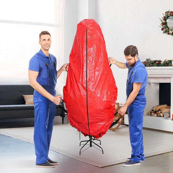 BALEINE Upright Christmas Tree Storage Bag, 7.5 ft Tear Resistant PE Material Christmas Tree Bag with 4 Reinforced Handles for Xmas Holiday (Green)