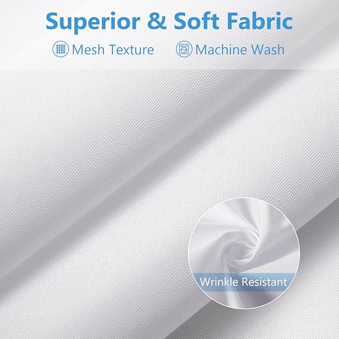 PILOTSHARK 120GSM Ultimate Waterproof Fabric Shower Curtain Liner - TPU Lamination Technology with 3 Magnets,Machine Washable,71x72 Inch Soft Cloth Shower Curtain or Shower Liner,for Bathroom(White)
