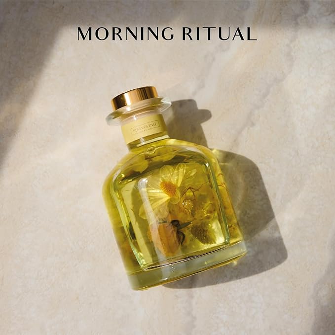 Benevolence LA Morning Ritual Reed Diffuser | Bergamot & Jasmine | Home Fragrance Diffuser for Bathroom | Long-Lasting Scent Sticks | Sun-Kissed Collection