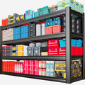 SKZNSA 68" Wide Heavy Duty Garage Shelving Units, 4-Tier Deep Storage Shelves,Black Metal Garage Shelves,Steel Shelf,Large Storage Rack,Industrial Shelving for Shop, 68" W x 24" D x 68" H
