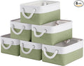 Storage Baskets for Shelves 11.8x7.9x5.2 Inch, Foldable Fabric Storage Bins with Handles, Small Storage Baskets for Organizing Closet, Office, Home Organization (6-Pack, White&Green)