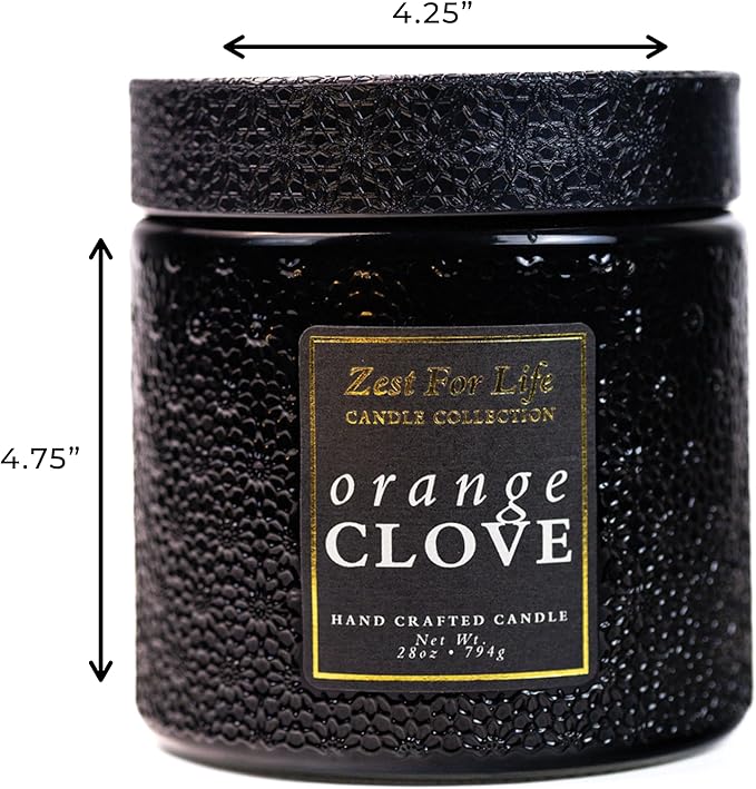 A Cheerful Giver - 28oz Large Scented Candle Jar with Lid- Zest for Life - 130 Hours of Burn Time, Gift for Women (Large, Orange Clove)