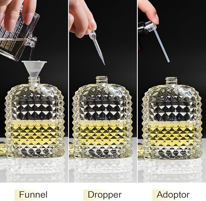 Yerpkefey 100ml/3.4 Oz Glass Spray Bottle Perfume Atomizer,Empty Travel Refillable Perfume Spray Bottle with 3 Kinds of Dispenser (A1)