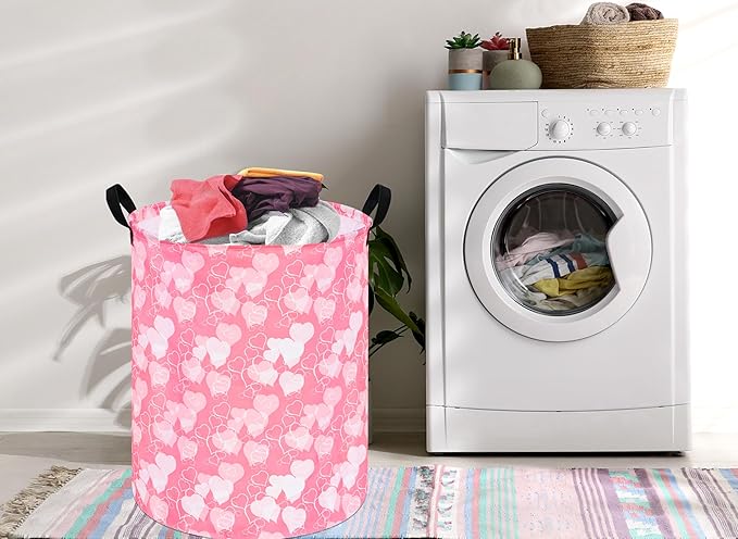 Round Valentine Gift Laundry Hamper Storage Basket Laundry Organizer Hamper Storage Bins Clothes Box Nursery Hamper Gift Basket with Handles