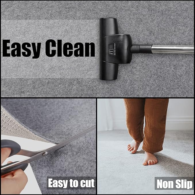 Non Slip Rug Pad Grippers - 2x4 Ft, 1/4" Thick, Felt + Rubber Double Layers Area Carpet Mat Tap, Provides Protection and Cushioning for Hardwood or Tile Floors