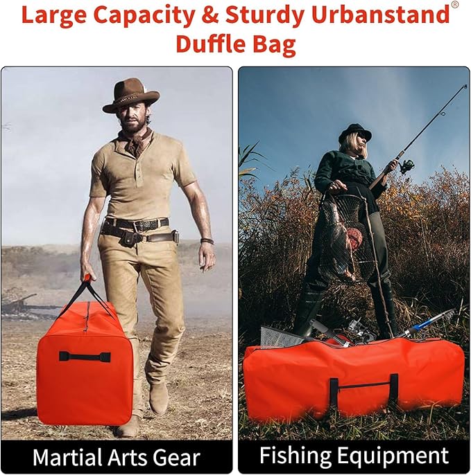Urbanstand 52 Inch Extra Large Duffle Bag for Travel, Sports Gear Storage Bag with 2-way Lockable Zippers, Long Duffel Bag for Tent Camping tripod (Orange)