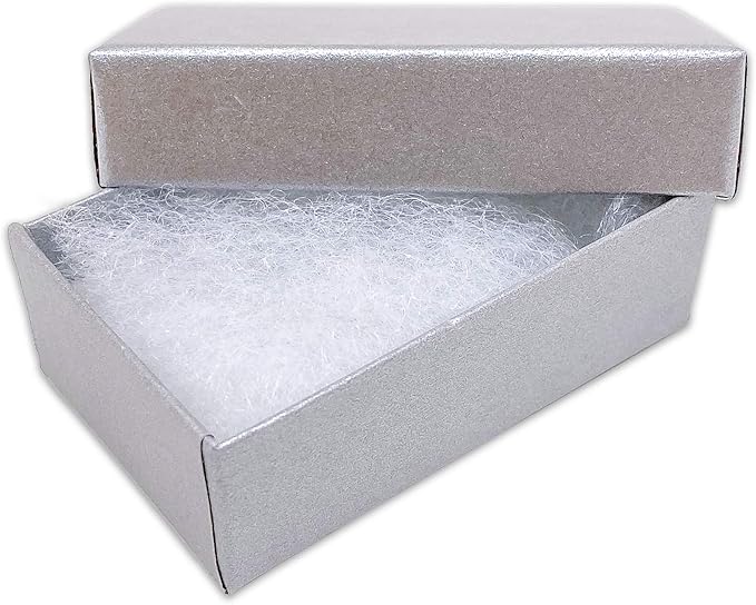 TheDisplayGuys - 25-Pack #21 Cotton Filled Cardboard Paper Jewelry Boxes Gift Case - Pearl Gray (2.6" x 1.6" x 1.0") - for Shipping or Storage