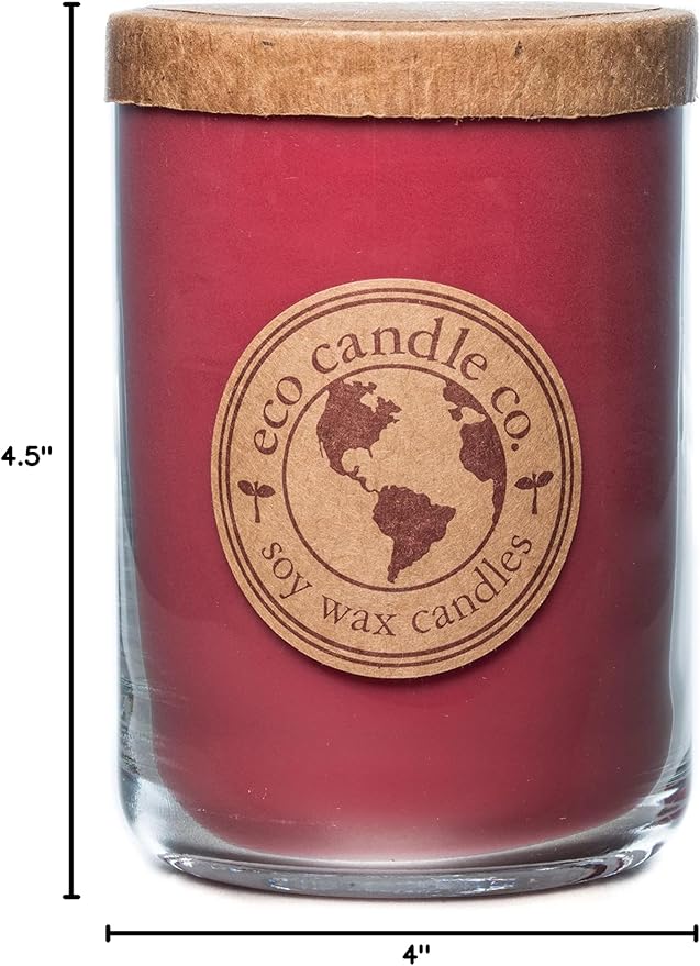ECO CANDLE CO. Recycled Candle, Crushed Cranberry, 26 oz. Double Wick - Scents of Fresh Cranberries, Apples, Citrus, Clove & Cinnamon - 100% Soy Wax, No Lead, Kraft Paper Label & Lid, Hand Poured