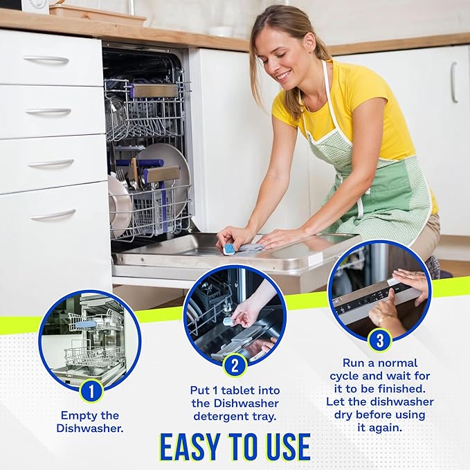Freshero Dishwasher Cleaner and Deodorizer Tablets 26-Pack, Deep Cleaning Descaler for Dishwasher Machine, Heavy Duty, Septic Safe, Removes Grease & Build-ups, 1 Year of Cleaning Supplies (Unscented)