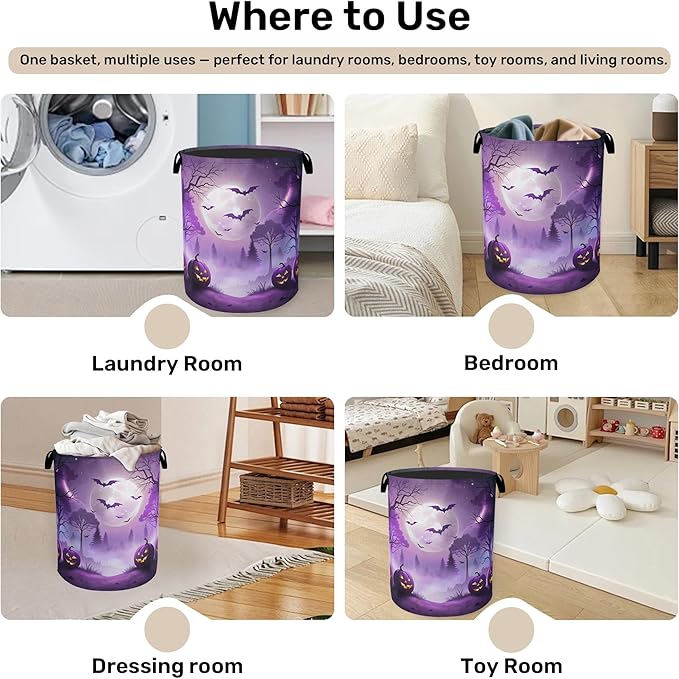 Pumpkin Party Foldable Laundry Hamper - Waterproof Fabric Storage Basket with Handles, Clothes Hampers for Laundry,Bedroom,Dorm