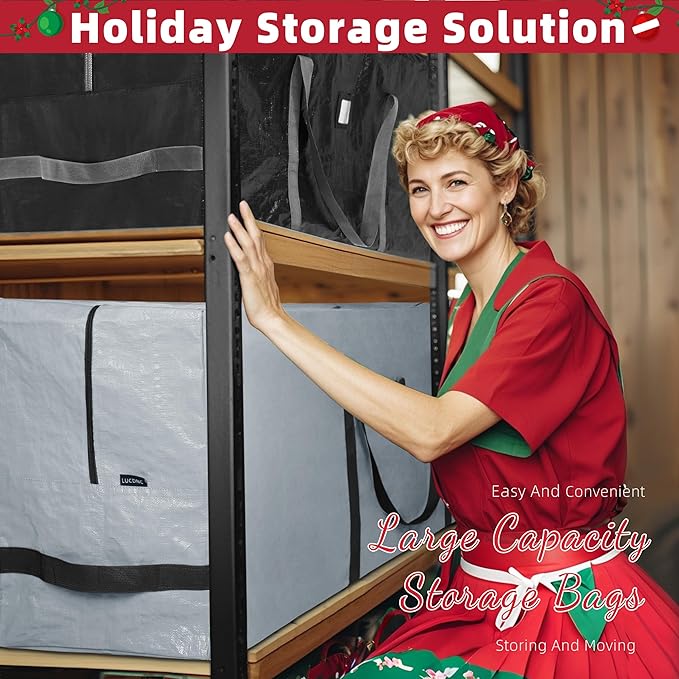 Large Christmas Tree Storage Bags Heavy Duty Tree Bags Holiday Storage Bags Protects From Moisture Or Dust,Alternative To Xmas Tree Storage Box (Gray, 9 Ft)