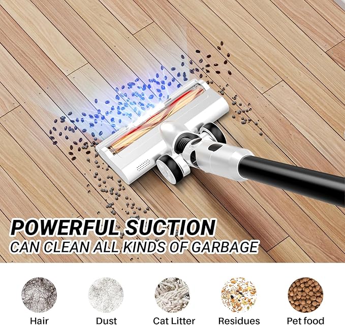 BSNAW Cordless Vacuum Cleaner for Home, 8-in-1 Lightweight Stick Vacuum with 45Mins Runtime, Powerful Suction, Anti-Tangle, Rechargeable Cordless Vacuum for Hardwood Floor Carpet Pet Hair, W-N5