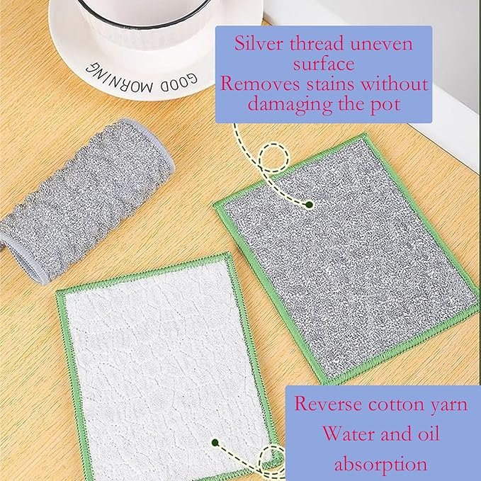 xingjieyun New Scratch-Resistant Multi-Functional Metal Wire Dish Cloth, Double-Sided for Wet and Dry use, Suitable for Washing Dishes, cookware, Sinks, stoves, and Kitchen Cleaning(2PCS)