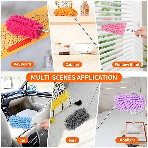 TIMIVO Mini Duster for Cleaning, 360° Bendable Hand Dusters with Extension Pole, Washable Small Duster for Car Interior, Office, Furniture