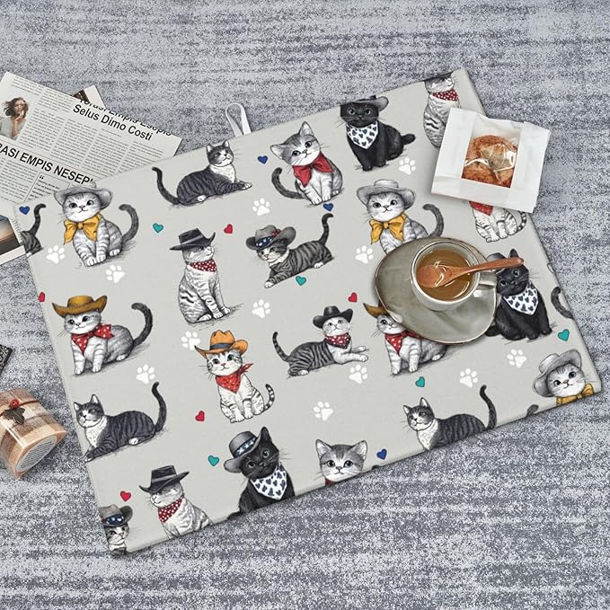 Pet Lover Cat Dish Drying Mat 18x24 For Kitchen Counter Absorbent Microfiber Dishes Pad Dish Drainer Rack Mats Fast Dry Kitchen Accessories