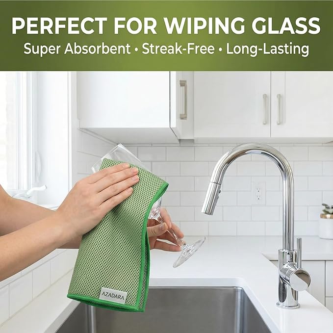 Dual-Sided Microfiber Cleaning Cloths – Non-Scratch Scrub & Absorbent Wipe – 2-in-1 Reusable Cleaning Towels for Kitchen, Home, Car, Glass & Appliances – 11.81” x 11.81” (12 Pack)